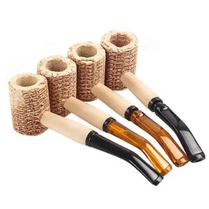 Corn cob smoking pipe length 145mm disposable natural corncob herb tobacco hammer spoon cigarette filter pipes tools Wooden Pipe