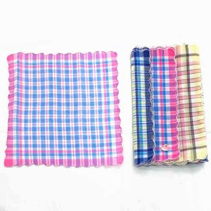 12 Piece Women Handkerchiefs Check Pattern Square Gift Set 28x29cm J220816