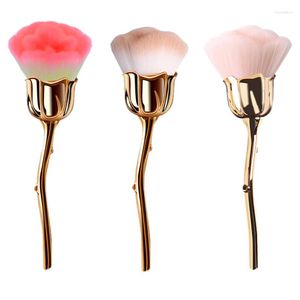 Makeup Brushes 1 Pack Nail Art Brush Soft Clean Dust Powder Pink Rose Flower Forme Blush Foundation Women's Cosmetic Tools