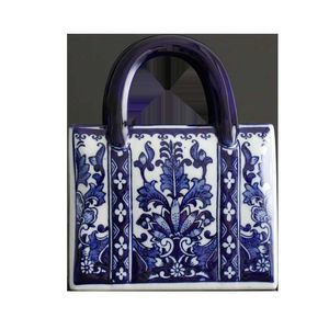 Niebiesko-biała ceramiczna torebka w stylu chińskim Porcelana wazonów do sztucznej dekoracji kwiatów 1022