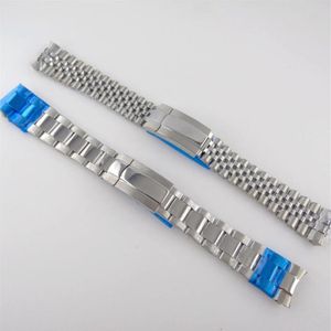 Watch Bands Silver 20mm Oyster Jubilee Style Strap Band Steel Bracelet Spare Parts 316L Stainless Folding Clasp Middle Polished262Q