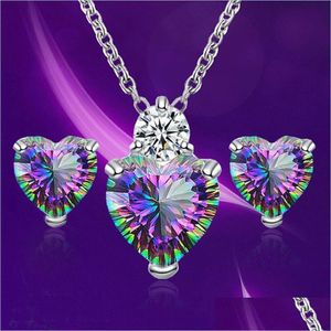 Brincos colar de jóias de moda feminina conjuntos de jóias de coração colares de pingentes de casamento Brincos de colar de zircão de noivo 601 k2 gota dhnhg