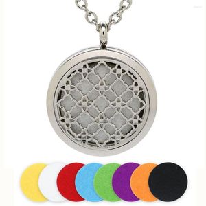 Pendanthalsband Bofee Essential Oil Diffuser Locket Halsband Silver Hollow Stainless Steel Jewelry Gift With Free Pads mm