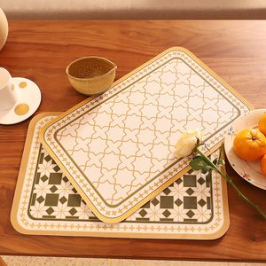 Retro PU Western Food Thermal Insulation Pad Household Bowl Pad Waterproof Coaster Hotel Supplies Modern Decoration MJ0948