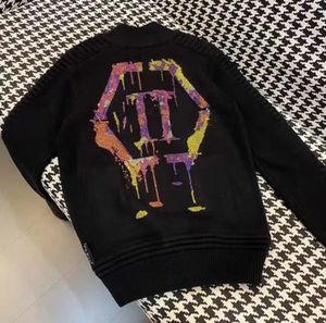 Plein ayı erkek kazakları hırka ls intarsia kafatası pp erkek sweaters örgüler haritalar tomurcuk rhinestone unisex sweatshirt erkekler üstleri örgü giyim pp169