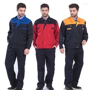 Men's Tracksuits Spring Autumn Long-Sleeved Working Clothes Suit Men's Workwear Jacket Pants 2 PCS Wear-Resistant Labor Insurance