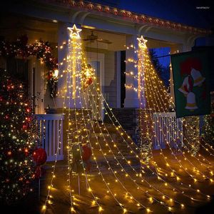 Strings 9x3.5CM 317LED Christmas Party Decorations Star String Light Tree Topper Fairy Lights For Year Patio Gate Holiday