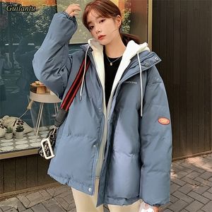 Womens Down Parkas Guilantu Winter Jacket Women Overcoat Thick Down Cotton Padded Short Parkas Mujer Oversize Casual Hooded Bubble Coat Female 221021