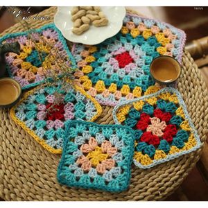 Masa Paspasları Orijinal El Yapımı Tığ işi Doilies Suit Kare DIY Renkler Yemek Odası Dekor Placemats Taycloth PROP 12-19cm 10pcs/