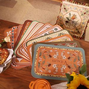 Retro Pu Western Food Pad Thermal Isolation Pad Housel Hotel Bowl Pad Waterproof Coaster Restaurang Decor Supplies MJ0947