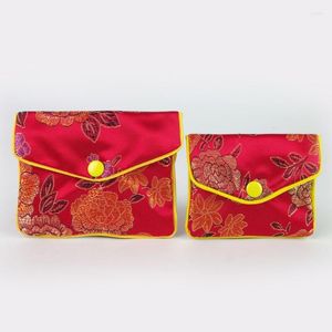 Schmuckbeutel Großhandel 10 Stück rote Brokat-Taschenpaket für Halskette/Armband/Ohrringe Geschenkbox