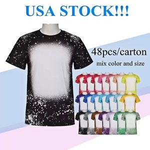 ABD deposu Süblimasyon Ağartılmış Gömlekler Isı Transferi Boş Ağartılmış Gömlek Ağartılmış %100 Polyester Tişörtler XL XXL XXXL XXXXL karışım boyutu GG0133
