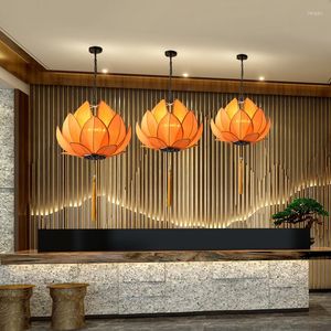 Hängslampor lotus lampa ljuskrona klassisk stil restaurang och te hus skönhet salong belysning kreativ retro zen
