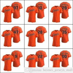 2021 Мужчины #22 будут Clark 28 Buster Posey Baseball Jerseys 9 Brandon Belt 97 Garcia Custom Women Youth Orange Autentic Alternate Jersey