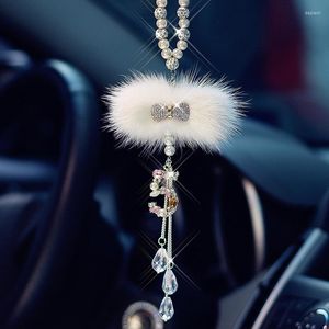 Dekoracje wnętrz Bling Car Wiselant Crystal Rhinestone Bowknot wiszące auto tylne widzenie lustro ozdoby pluszowe akcesoria dziewczęta prezenty