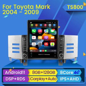 Toyota Mark x 1 x120 2004- 2009 Carplay Auto GPS 2din 용 Tesla 스타일 플레이어 자동차 DVD 라디오 자동차 도로이드 11