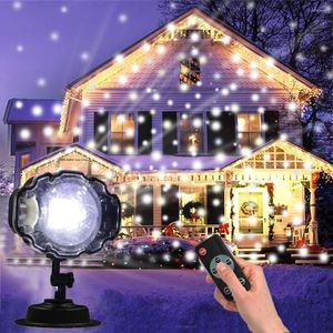 Outdoor Moving Snow Projector Light Mini Christmas Snowflake Laser Lamp Garden Xmas Snowfall LED Spotlight