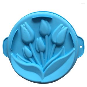 Baking Moulds 1 Pcs Style Food Grade Big Size Silicone Tulip Cake Mold Pans Soap E387