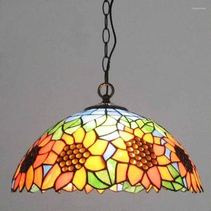 Lampade a sospensione Soggiorno Tiffany Girasole Country Rustic Restaurant Lights Dining Bar Counter Drop