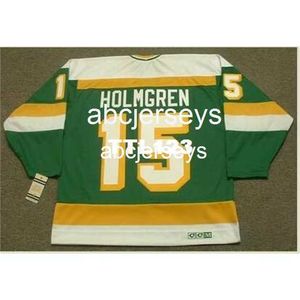 # 15 PAUL HOLMGREN Minnesota North Stars 1984 CCM Vintage Home Hockey Jersey Stitch qualsiasi numero di nome