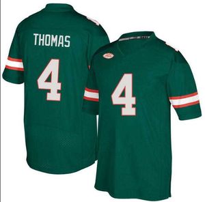 Сшитые в Майами ураганы Джефф Томас #4 футбольный размер футбола S-4XL Custom Любой номер имени Джерси