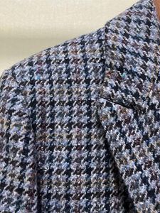 Tute da donna 2022 Autunno Inverno Tweed pied de poule Set Giacca casual da donna con bottone singolo dritto o pantaloncini a vita alta per donna