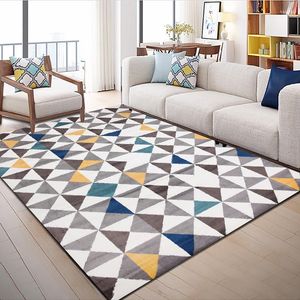 Carpets Fashion Abstract Grey Blue Yellow Triangle Print Foot/Door/Kitchen Mat Living Room Bedroom Parlor Area Rug Decorative Carpet