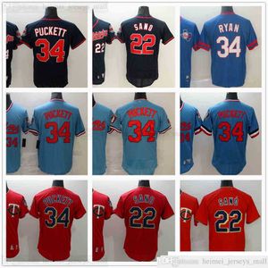 2021 Baseball costurado 22 Miguel Sano Jerseys Vermelho Branco Azul 34 Kirby Puckett Black Gold Jersey Blank Nenhum nome número para o homem tamanho S-xxxl