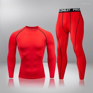 Men's Thermal Underwear Fitness Compression T Shirt Running Jogging Sportswear Workout Training Tights 2Pcs/Set Tracksuit