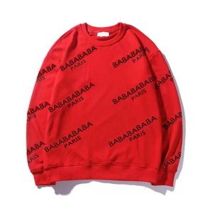 Новые мужские дизайнеры капюшона хлопок толстовок мужская одежда Homme High Street Paris Print Женские толстовины красные пуловер