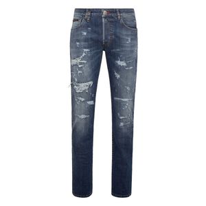 PLEIN BEAR Jeans da uomo blu Moda classica PP Uomo DENIM PANTALONI ROCK STAR FIT Jeans strappati dal design casual da uomo Pantaloni attillati da motociclista attillati 157503