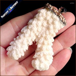 Pendant Necklaces Natural Stone Raw White Coral Necklace Druzy Drusy Elestial Skeletal Cluster Specimen Fit Jewelry Making 304