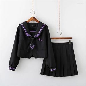 Completi di abbigliamento Uniforme JK alla moda Ricamo fiocco di neve Abiti da marinaio scuola Abbigliamento COS Uniformi da donna Lolita Chorus