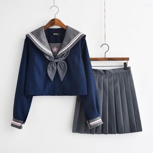 Roupas Defina a camisa azul de uniforme japonesa JK Rosa Pink Sakura Bordado Autumn High School Mulheres Novidades Sailor Suits Uniformes XXL