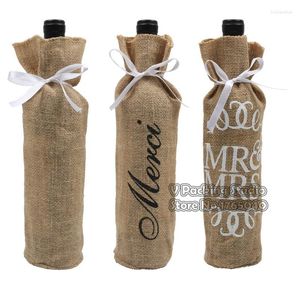 Present Wrap Jute Wine Bottle Sleeve Gunny Bag Linen Tyg Tackstring Organza Christmas Wedding Jewely Packaging