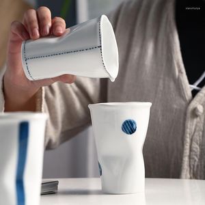 Tassen kreativer Origami Keramik Wasser Tasse Nordisch einfache Teetasse Mundwasser Japanische Milch Kaffeegetränk Geschirr