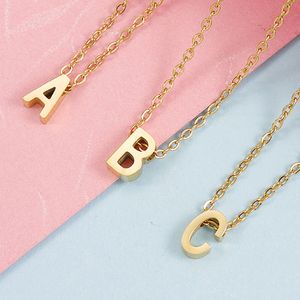 Stainless Steel 26 Alphabets Pendant Necklaces Gold Silver Plated Letter With Chain For Women Men Decor Jewelry
