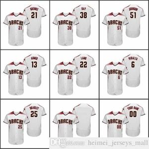 2021 Men #6 David Peralta Baseball Jerseys 51 Randy Johnson 21 Zack Greinke Ahmed Marte Lamb Custom Women Youth Kid White Crimson Flex Base