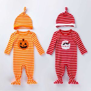 Ocasiões especiais Halloween Babyclothes Boy Girl Pumpkin Rodper com chapéu Crianças fantasia de Natal Papai Noel Crianças Mangas Longo Pijamas T2221014