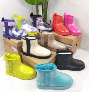 Botas de Neve Sapatos Transparentes Sapatos de Cetim Feminino Clássico Inverno Desenhador Feminino de Pele Peludo Bota de Tornozelo Curto Joelho 8 cores