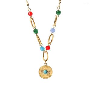 Pendant Necklaces Items With One Piece Colorful Gold Plated Necklace Stainless Steel Fashion Ethnic Jewelry For Women