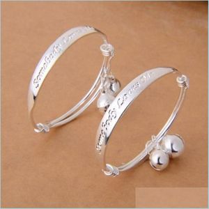 Bangle Bangle 2Pcs Children Baby Girls Boys Toddlers Adjustable Size 925 Sterling Sierbangle Drop Delivery 2021 Jewelry Bracelets Dhg1T