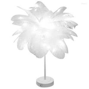 Nattljus LED Fairy Feather Lamp Desk Decorative Table Fj￤rrkontroll f￶r hem vardagsrum sovrum flicka br￶llopsdekor