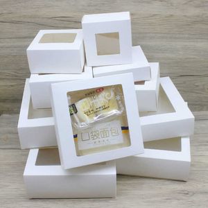 Pudełka biżuterii DIY Prezenty Pakiet z oknem White Kraft Biżuter Pudełko Pakowanie na wesele na imprezę Muffin Pakowanie L221021