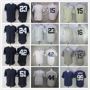 Vintage Beyzbol Forması Thurman Munson Biege 1951 Don Mattingly Gary Sanchez Mariano Rivera Reggie Jackson Bernie Williams Yargıç