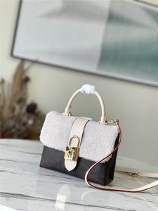 Designer Luxury LOCKY BB M46318 Cross Body Bag cream-coloured shearling accented with an oversized golden padlock Tote 7A Best Quality