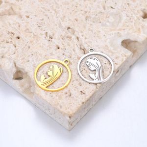 Pendant Necklaces MODAGIRL Praying Girl Round Charm Stainless Steel Gold Plated Findings Wholesale Jewelry Making Supplies