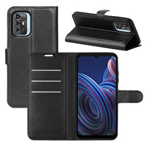 L￤dertelefonfodral f￶r ZTE Blade A72 A52 V40 V30 A31 A51 A71 Axon 40 Nubia 5G Pro Lychee Litchi Wallet Case med kortplatser