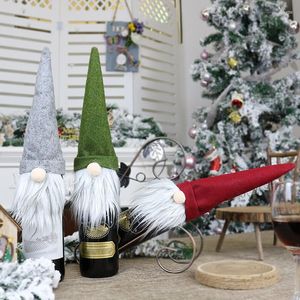 クリスマスデコレーション3PCSゴノームワインボトルカバードレスアップホリデーパーティーの装飾ホームリビングルームの装飾品テーブルギフト