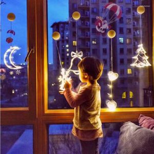 Strings Santa ClauseLed Warm White Window Sucker Light Happy Year Decoration For Home Battery Powered Holiday Lamp One LED String
